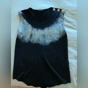 Balmain Black and grey tie dye top